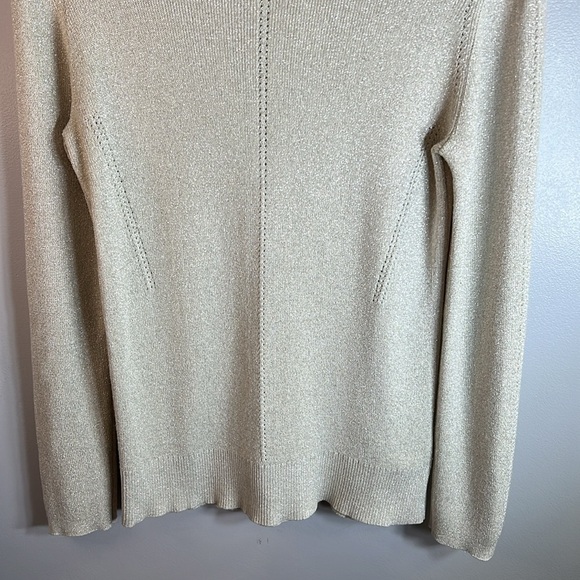 ELLEN Tracy Crew Neck Gold Sparkle Sweater Size Large - Picture 4 of 9